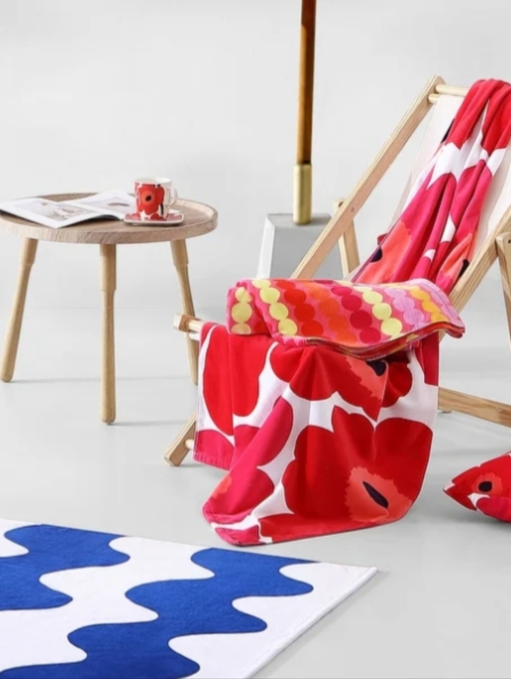 Marimekko Unikko Towel Red Pink White Floral Beach Bath Towel Finnish Design New